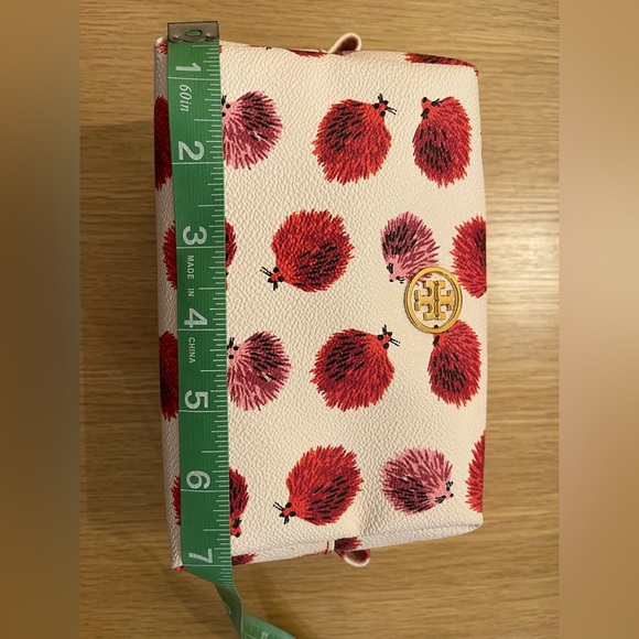 Tory Burch White Hedgehog Zip Makeup Cosmetic Case Bag Never Used Pink Red Gold - Picture 7 of 10